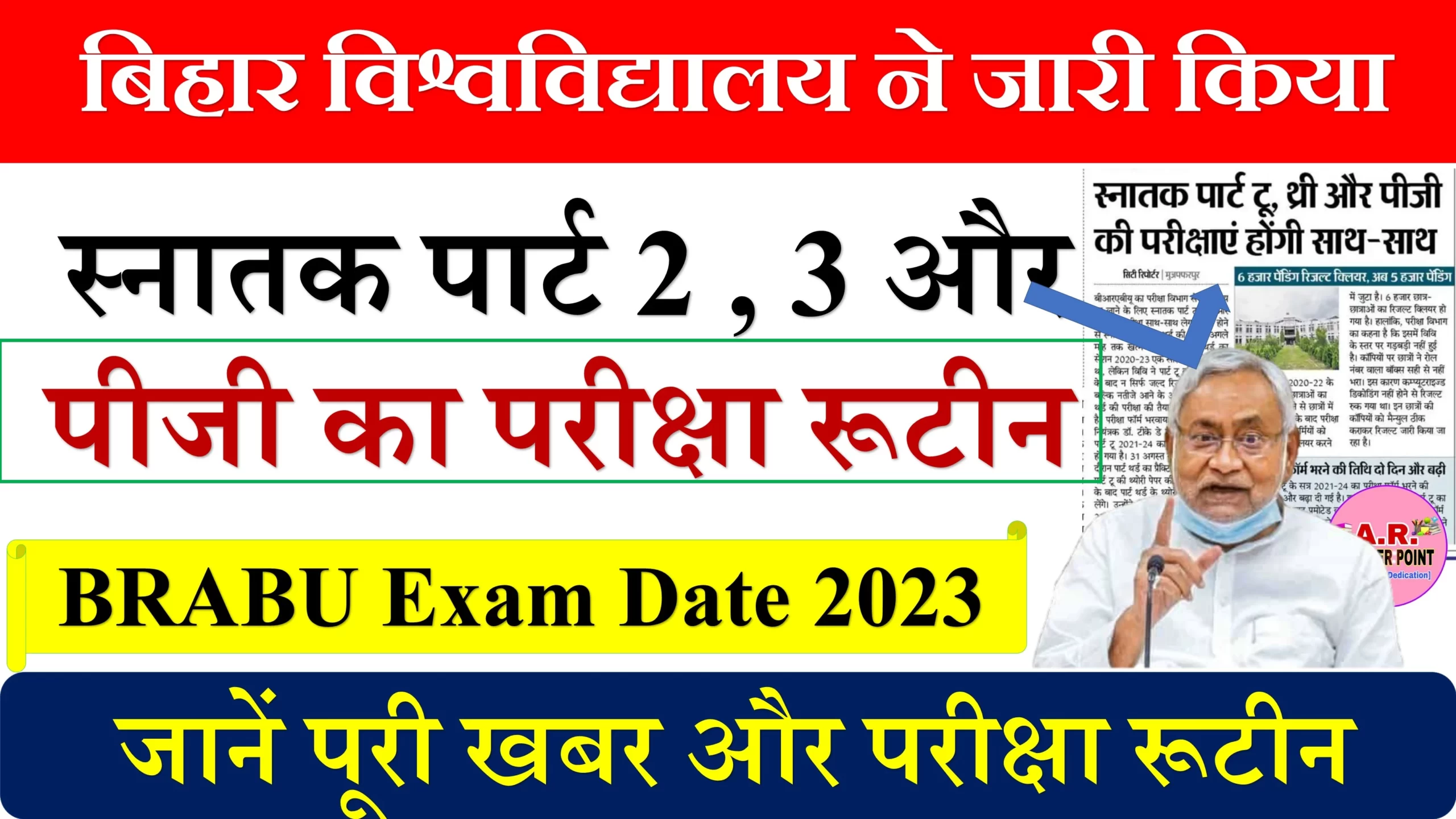 बिहार विश्वविद्यालय ने जारी किया स्नातक पार्ट 2 , 3 और पीजी का परीक्षा रूटीन