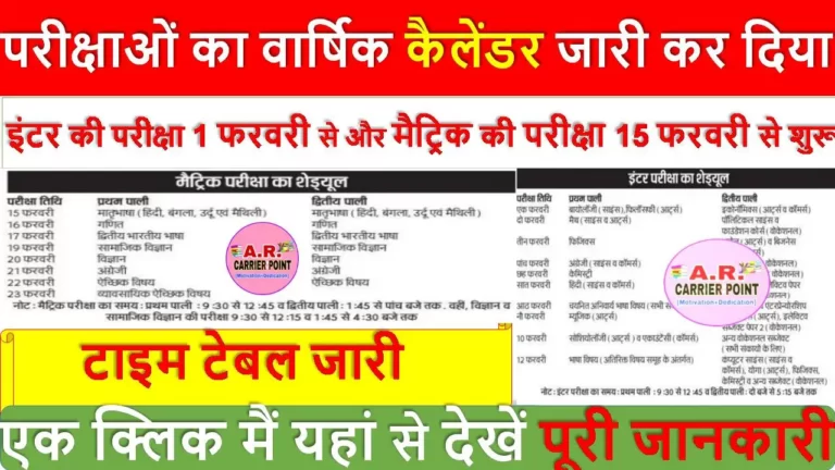 इंटर की परीक्षा 1 फरवरी से और मैट्रिक की परीक्षा 15 फरवरी से शुरू