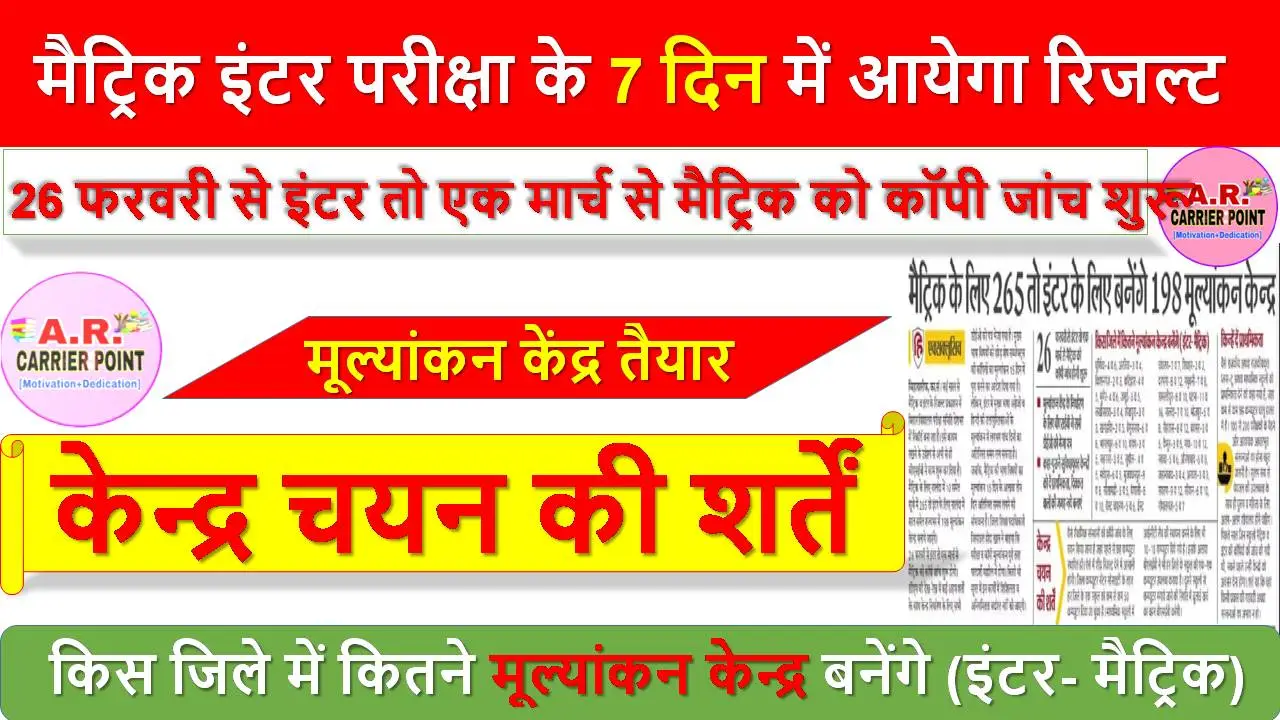 मैट्रिक इंटर परीक्षा के 7 दिन में आयेगा रिजल्ट- मूल्यांकन केंद्र तैयार