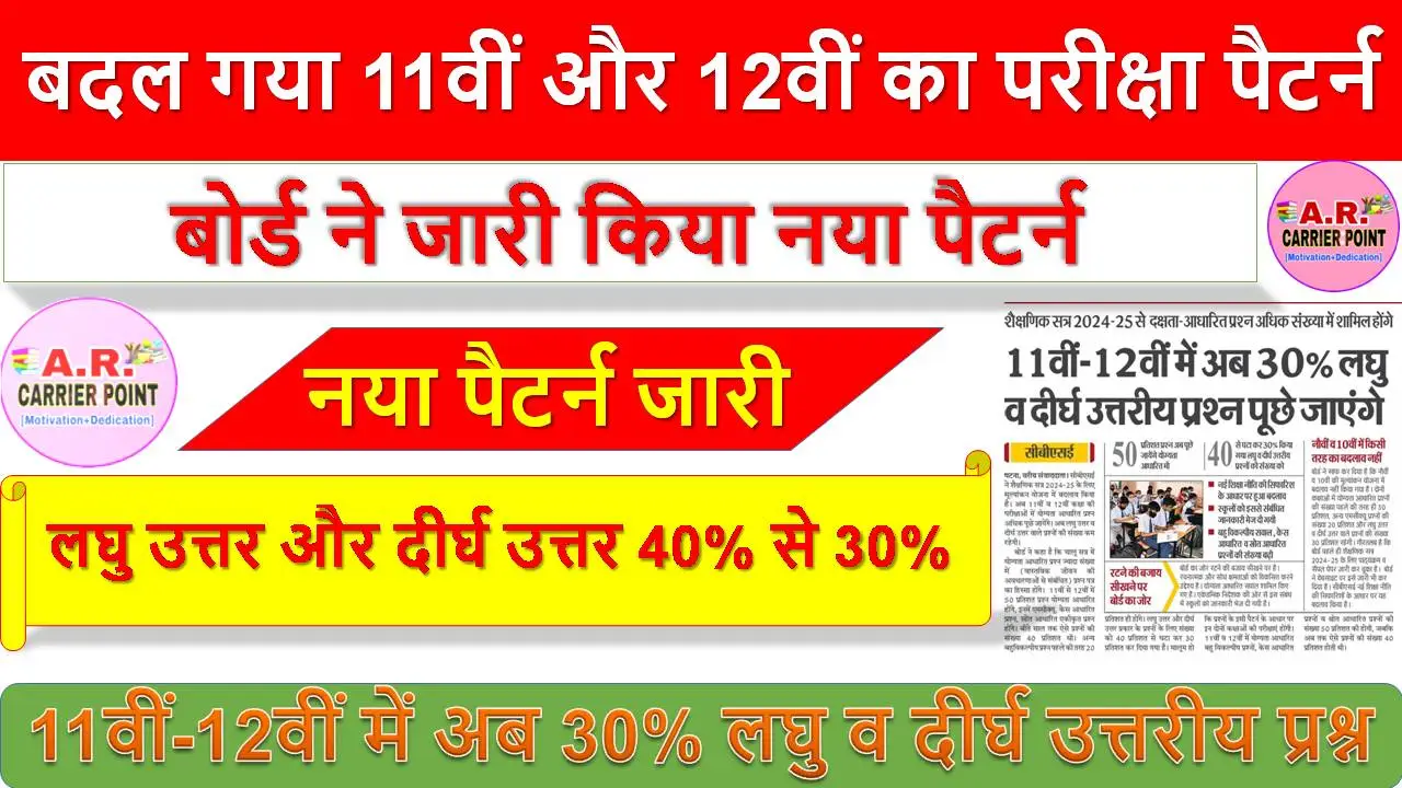 बदल गया 11वीं और 12वीं का परीक्षा पैटर्न - बोर्ड ने जारी किया नया पैटर्न