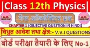 Class 12 Physics Chapter 1 ( विधुत आवेश तथा क्षेत्र ) Objective Question in Hindi