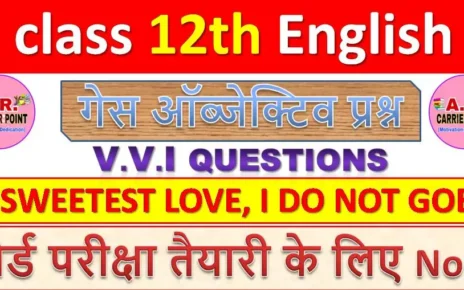 SWEETEST LOVE, I DO NOT GOE | Bihar board class 12th english objective question