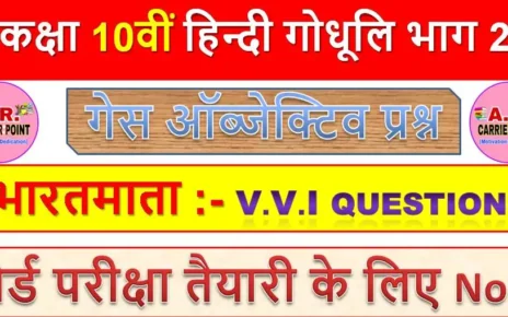 कक्षा 10 हिन्दी गोधूलि भाग 2 | काव्य खण्ड | पाठ -5 | भारतमाता | Hindi Objective Question