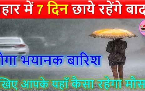 बिहार में 7 दिन छाये रहेंगे बादल | होगा भयानक बारिश | देखिए आपके यहाँ कैसा रहेगा मौसम