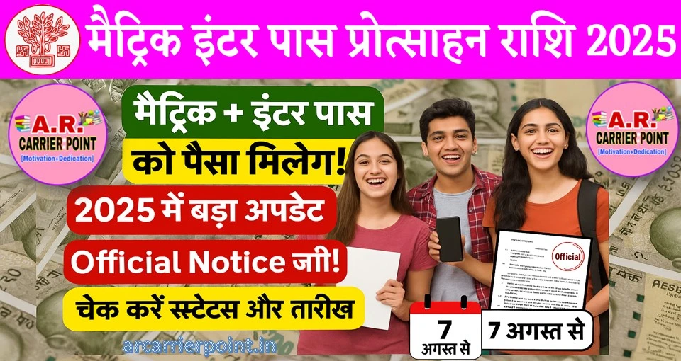 मैट्रिक इंटर पास प्रोत्साहन राशि 2025 | आ गया औफीशियल नोटिफिकेशन