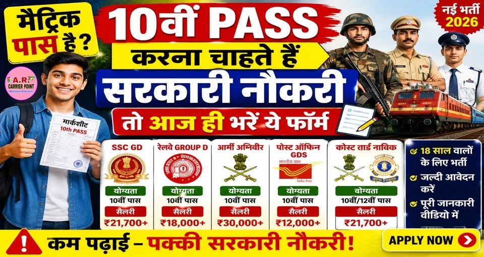 मैट्रिक पास है करना चाहते हैं सरकारी नौकरी तो आज ही भरें ये फॉर्म