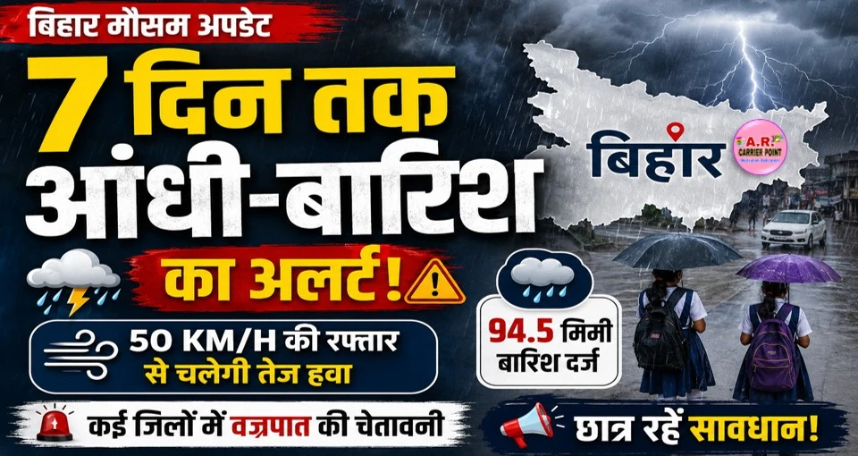 बिहार में 7 दिन तक आंधी-बारिश का अलर्ट, छात्रों के लिए बड़ी चेतावनी