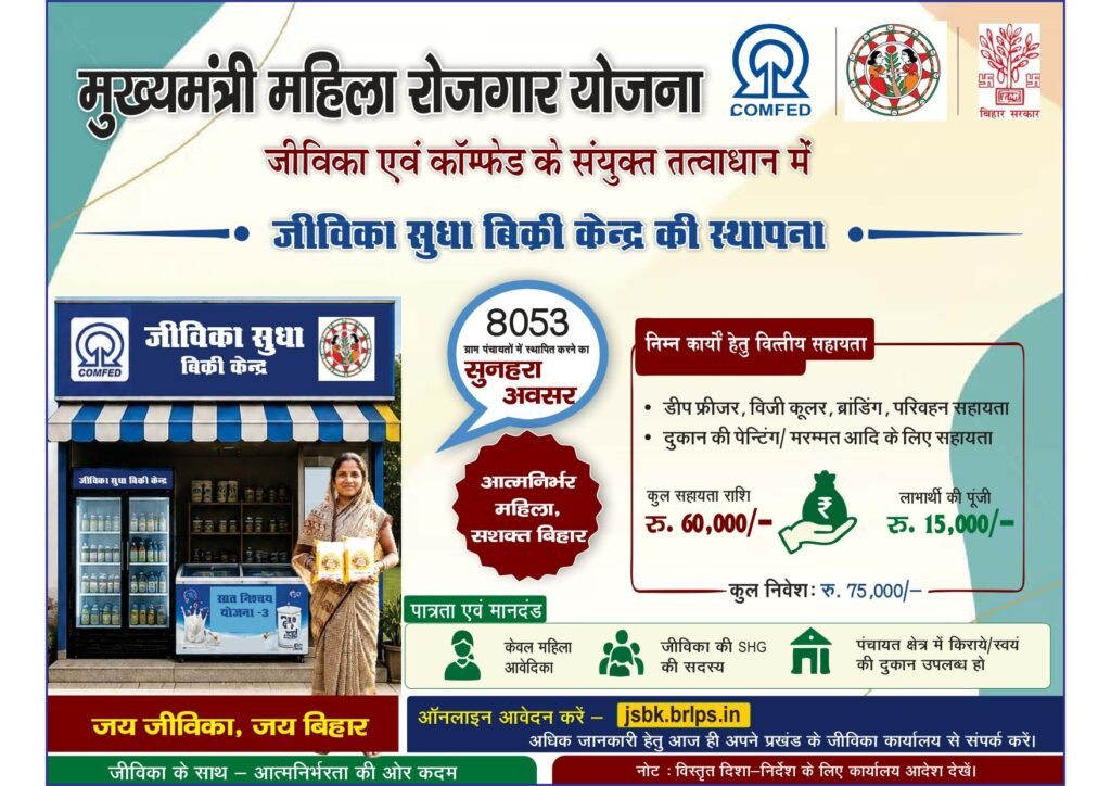 Bihar Jeevika Sudha Vikri Kendra Yojana 2026: पंचायत में खोलें सुधा दूध की दुकान, सरकार देगी ₹60,000 की सहायता, जानें आवेदन प्रक्रिया