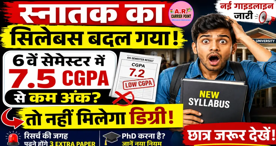 स्नातक का सिलेबस बदल गया | 7.5 CGPA से कम अंक लाने पर नहीं मिलेगा डिग्री