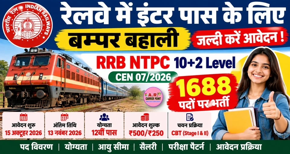 रेलवे में इंटर पास के लिए बम्पर बहाली