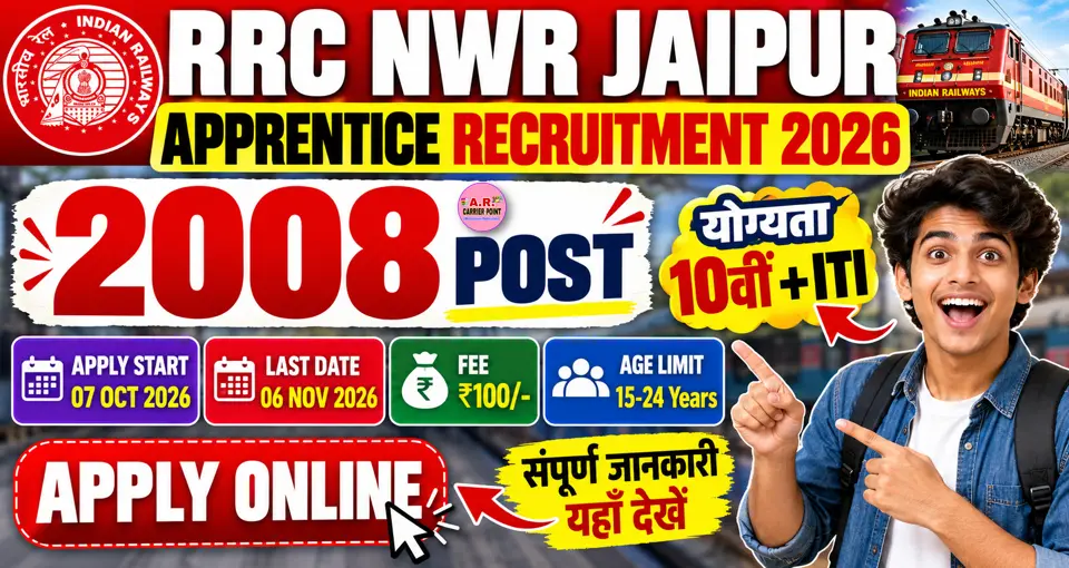 Railway RRC NWR Jaipur Apprentice Recruitment 2026- Apply Online